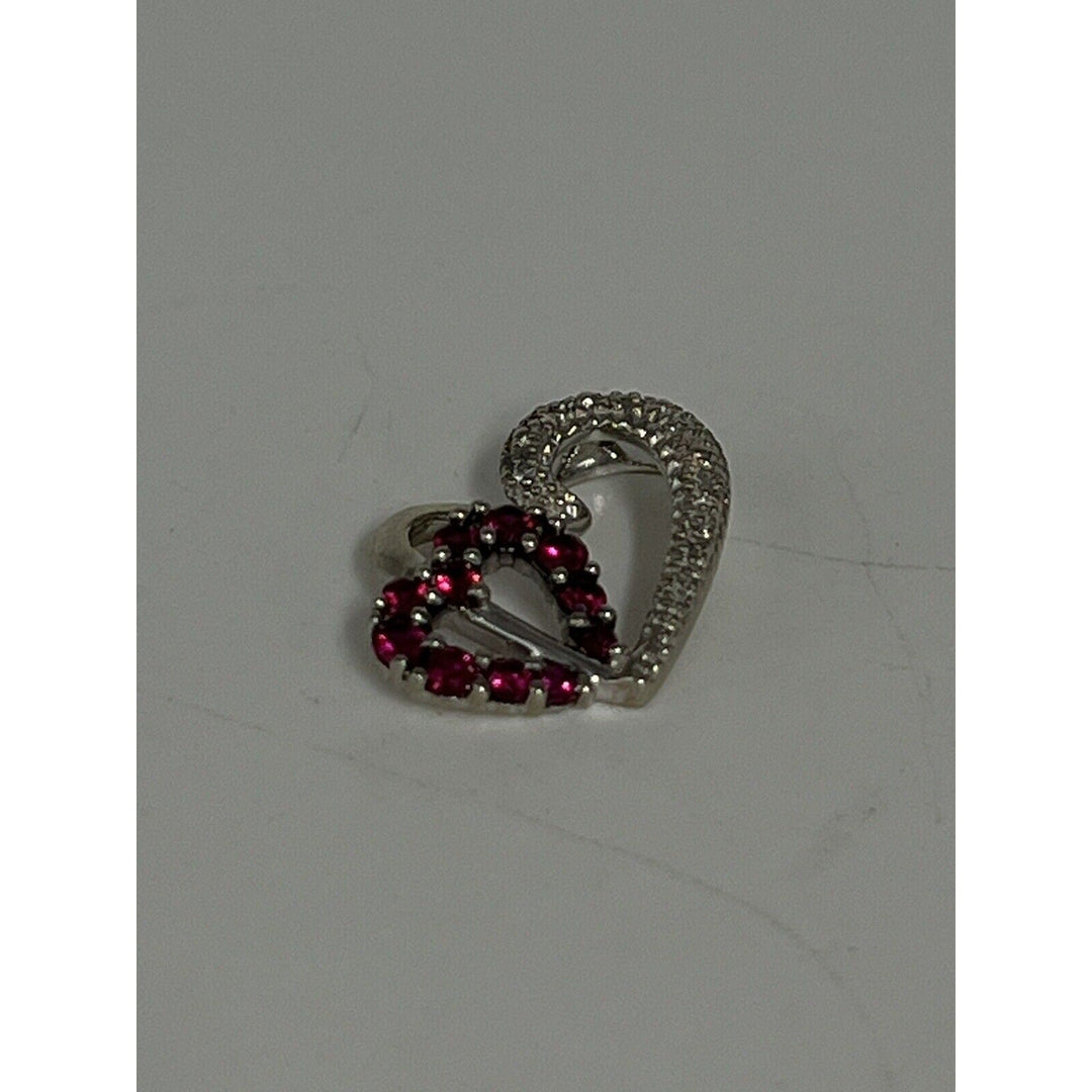 10k White Gold Diamond Heart Design Pendant