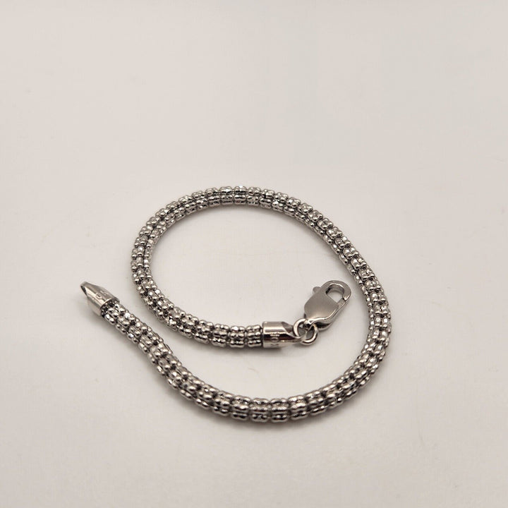 10k White Gold Snake Fashion Bracelet 8"