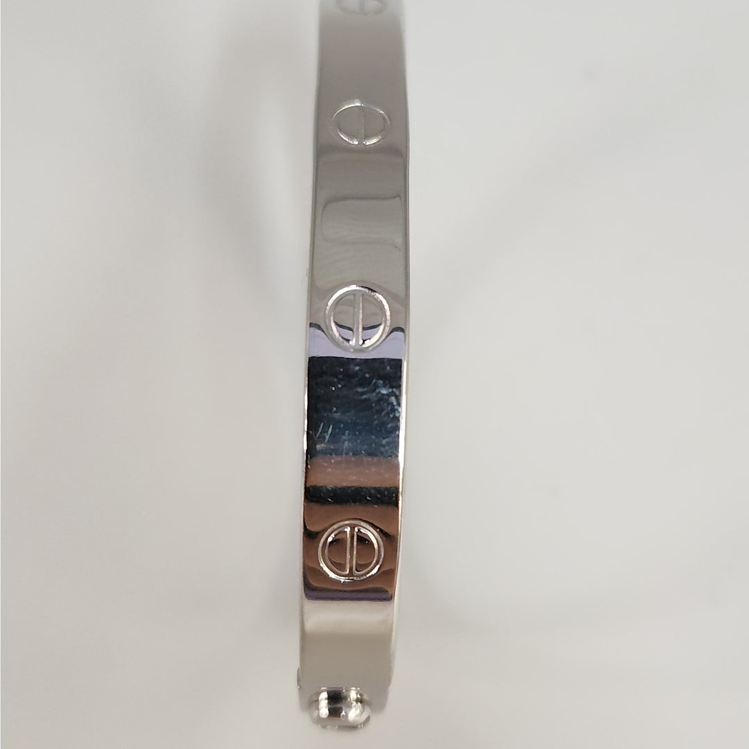 925 Sterling Silver Love Screw Bangle Bracelet Size 6.5 "