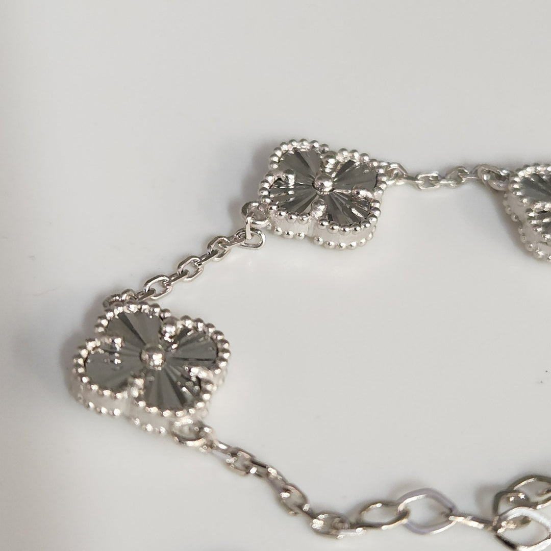 Fashion 925 Silver Textured Blossom Bracelet 8"