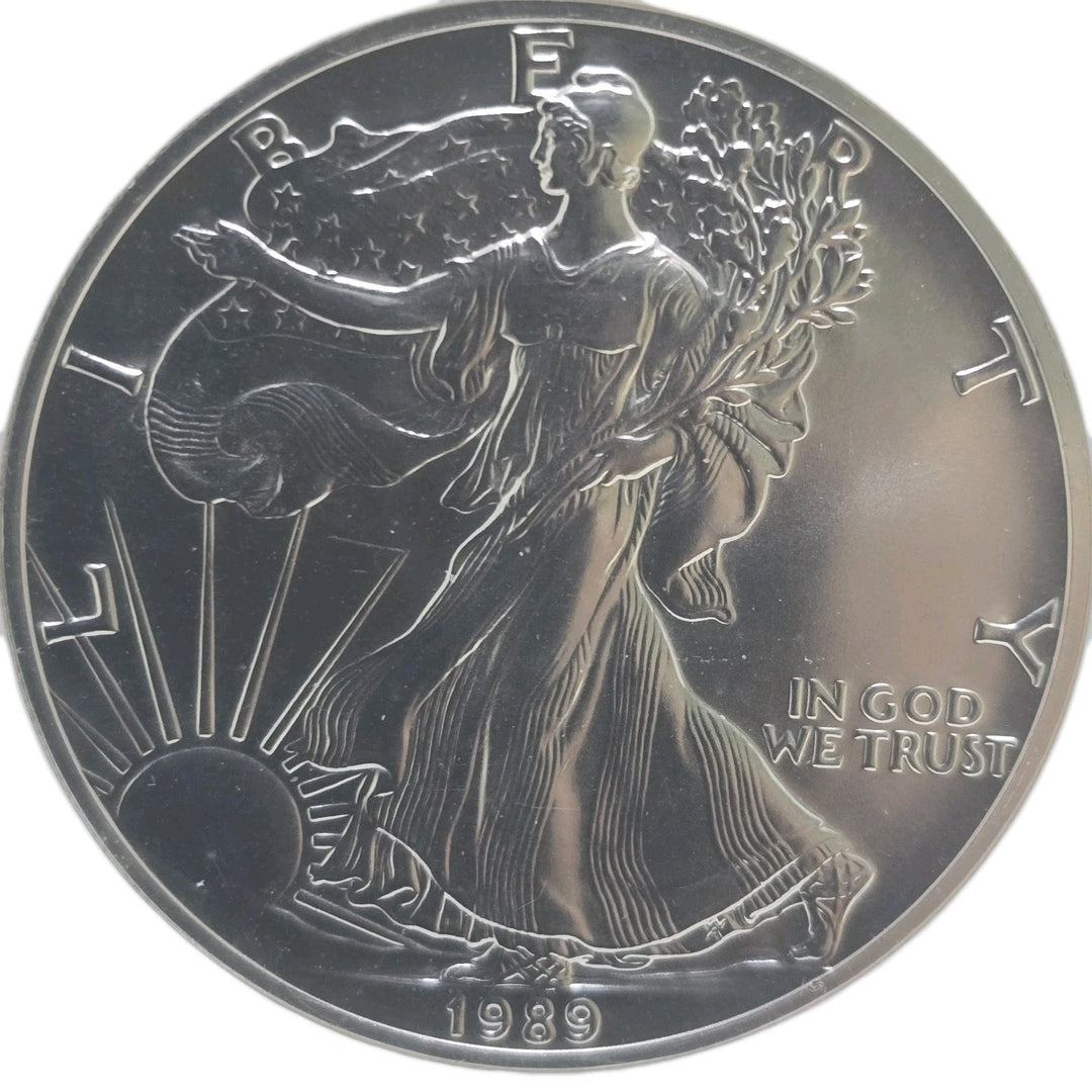 1989 American Silver Eagle, 1 Oz Fine .999 Silver USA Uncirculated $1 NGC MS69