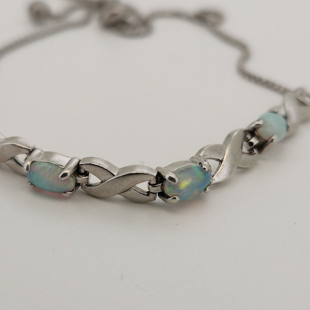 925 sterling silver Opal Slider bracelet