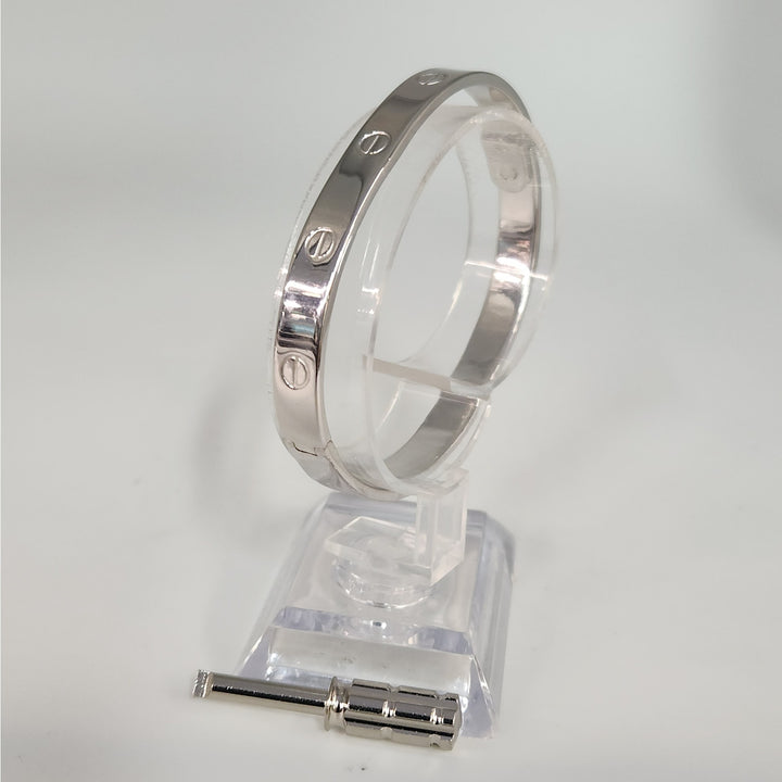 925 Sterling Silver Love Screw Bangle Bracelet Size 6.5 "