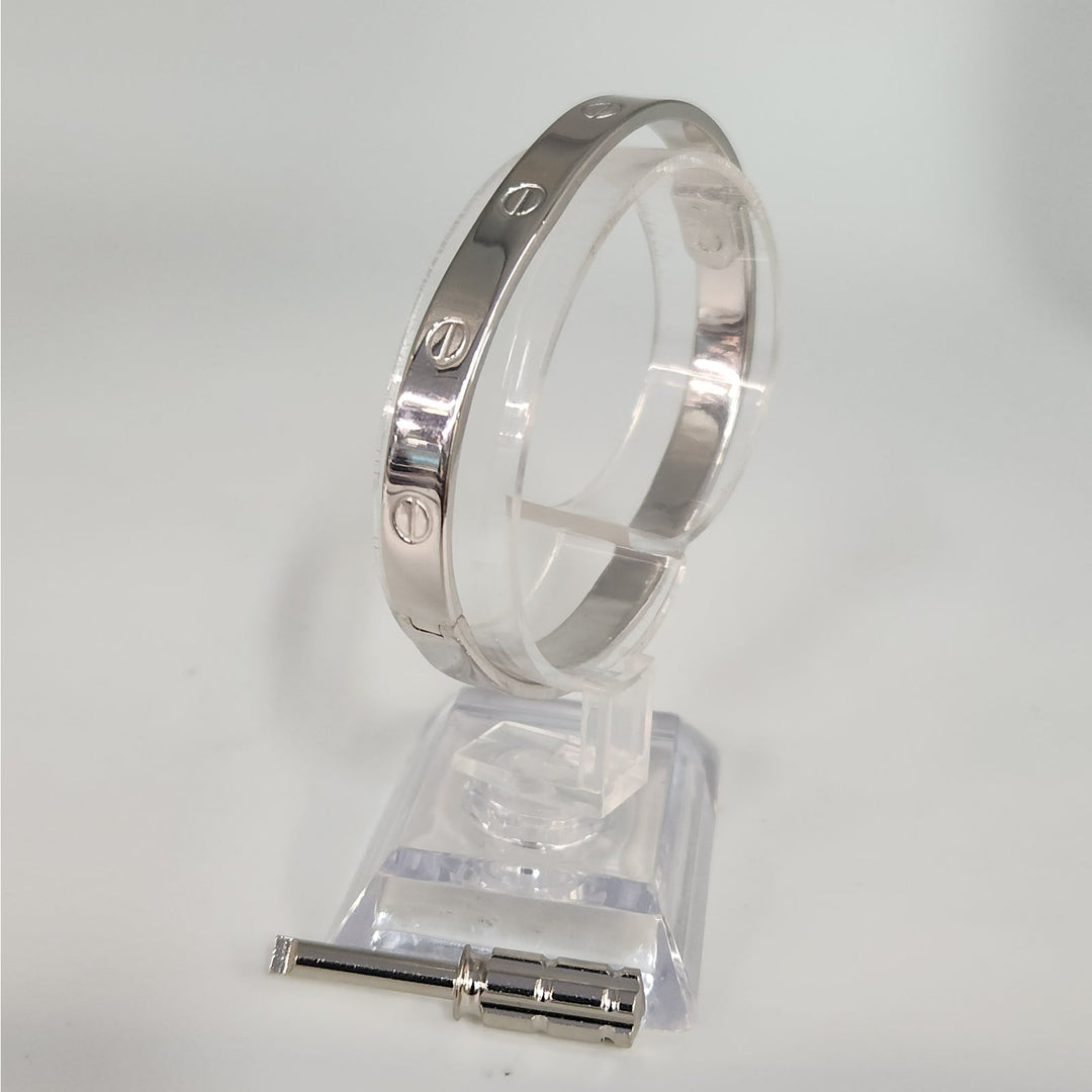 925 Sterling Silver Love Screw Bangle Bracelet Size 6.5 "