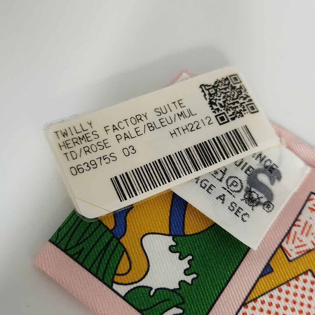 New Hermes Twilly Scarf 100% Silk TD/Rose Pale/Blue Color