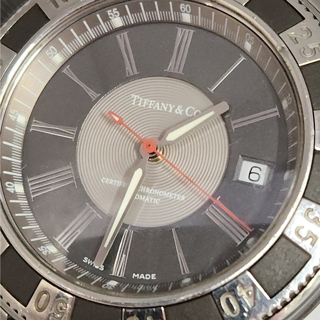 Tiffany & Co. T-57 Automatic Chronometer Stainless Steel & Rubber Strap Watch