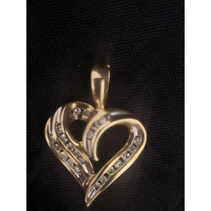 10k Yellow Gold Diamond Curvy Heart Pendant