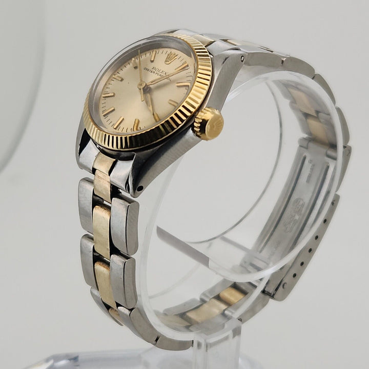 Rolex Oyster Perpetual 26mm Champagne Dial Two Tone Slainless Steel Women Watch