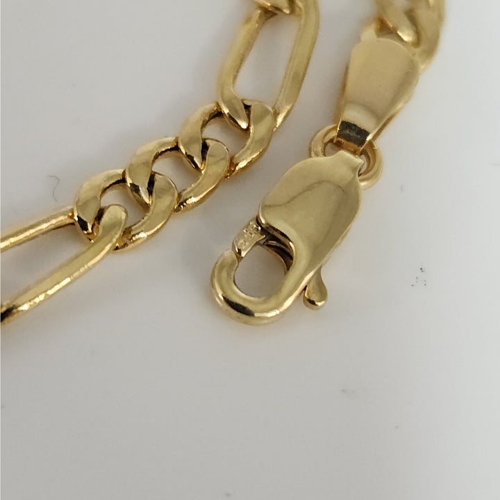 14k Yellow Gold Figaro Link  Italian style Anklet 10.5" 3.4g