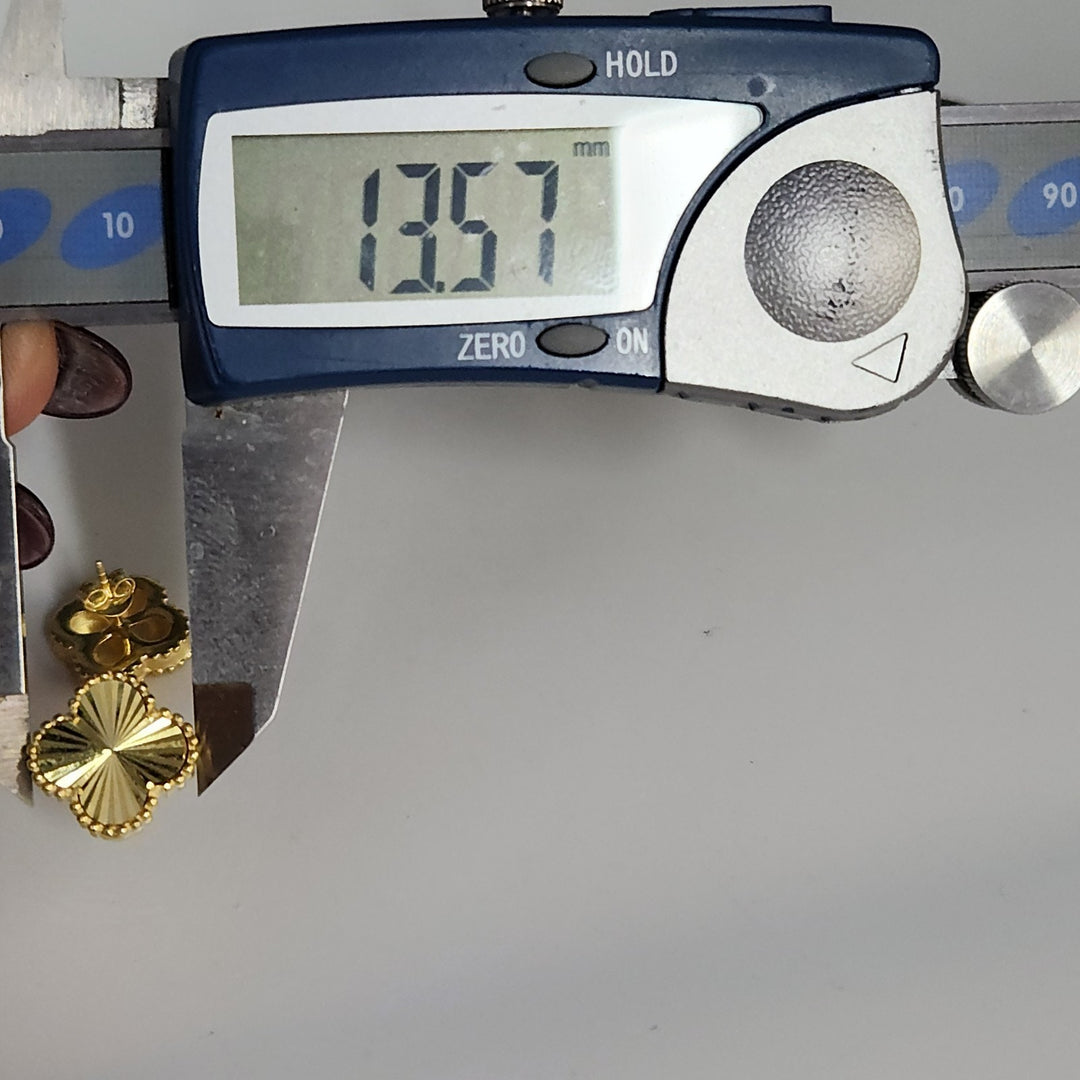 Sterling Silver Gold Tone Textured Clover Stud Earrings