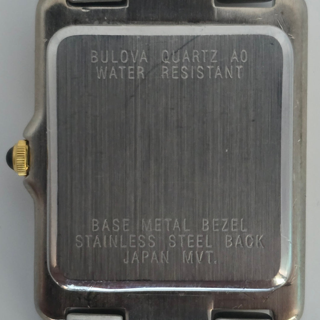 Bulova 98G60 Men's Two Tone Stainless Quartz Square Date Watch Japan Mvt w/ Box.