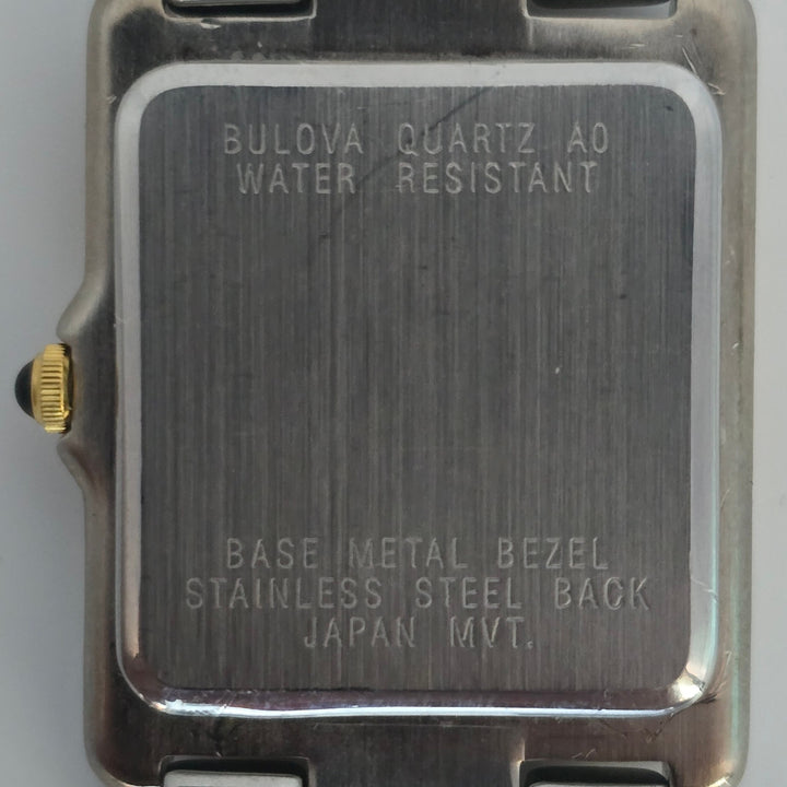 Bulova 98G60 Men's Two Tone Stainless Quartz Square Date Watch Japan Mvt w/ Box.