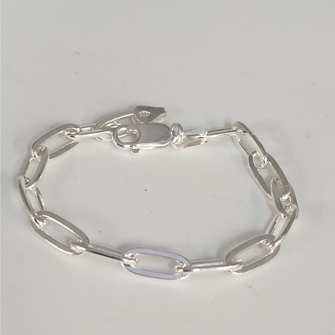 925 Sterling Silver Paperclip Link Bracelet 7"