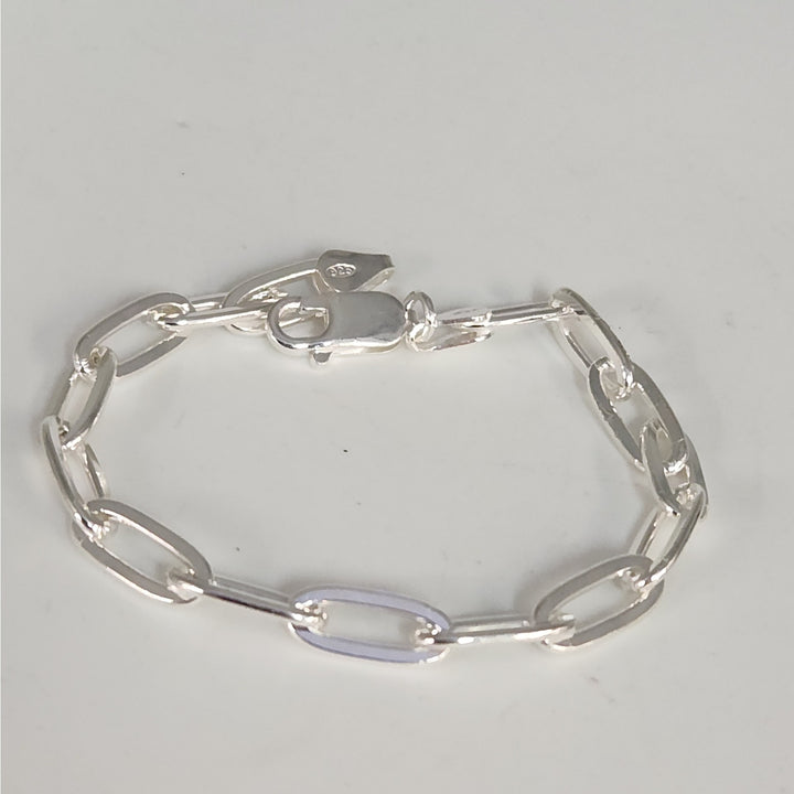 925 Sterling Silver Paperclip Link Bracelet 7"
