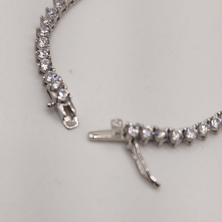 3 Prongs D VVS1 Full Moissanite Tennis Necklace 925 Sterling Silver 17"...