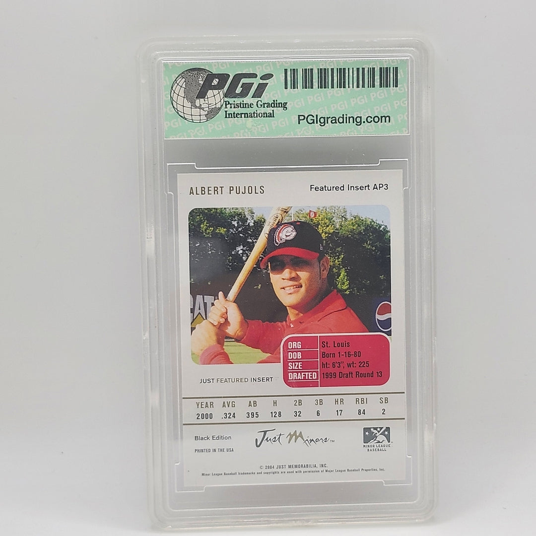 2004 Just Minors Albert Pujols Featured Rookie Black SP PGI 10 Gem Mint Card