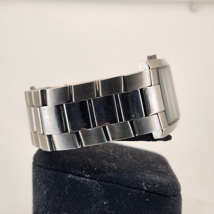 Fossil Arkitekt Men's Stainless Steel Rectangular Diamond Blue Dial Watch