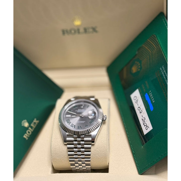 Rolex Datejust 41mm 126334-0022 Jubilee Wimbledon Dial Watch 2025 Full Set, New with box and papers, Stainless Steel & 18k White Gold Wimbledon Dial Jubilee