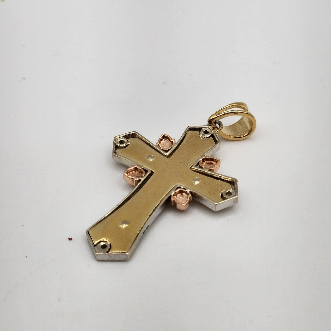 14k Gold Multi Tone Gold Cross Pendant