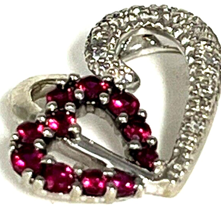 10k White Gold Diamond Heart Design Pendant