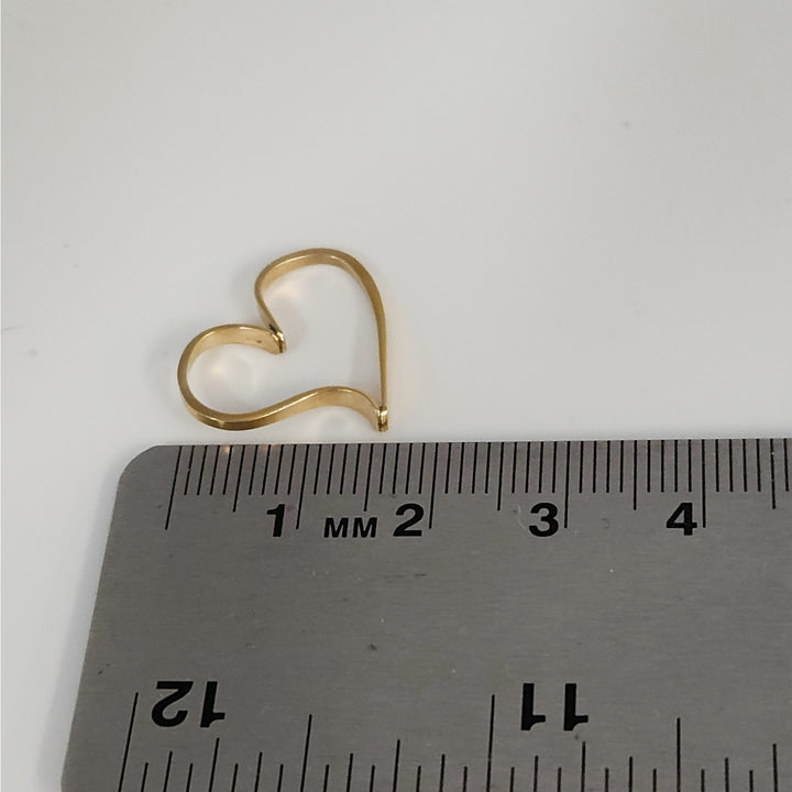 10K Yellow Gold Open Heart Pendant Minimalist Love Charm