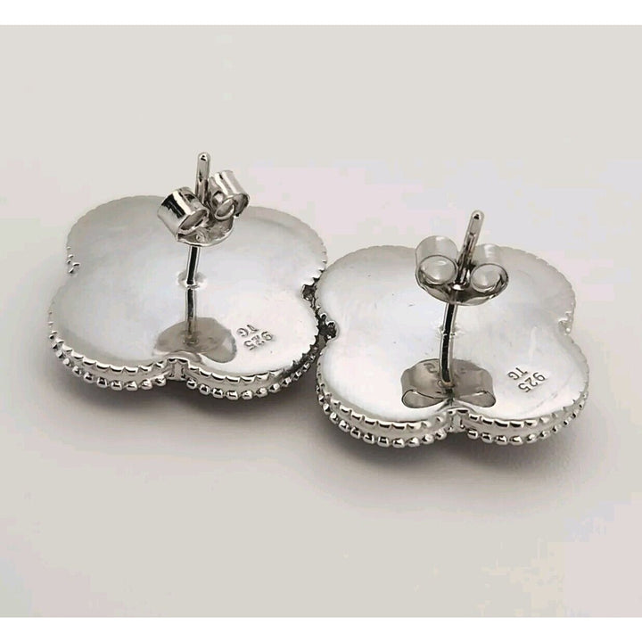 925 sterling silver Red Agate Zirconia Stud Flower Earrings