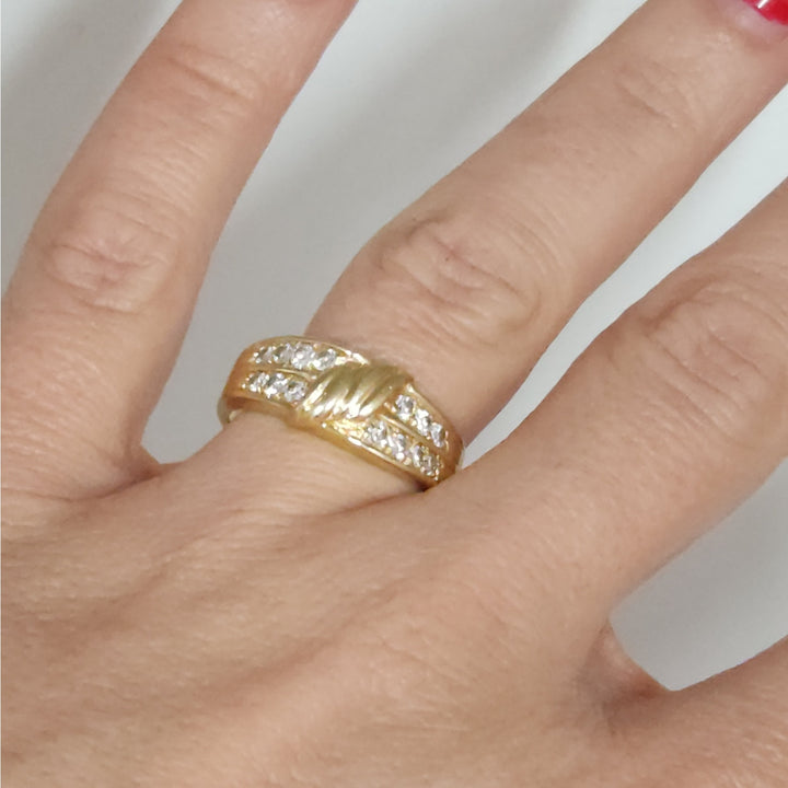 14k Yellow Gold Diamond Ring 0.5 CTW Cluster Knot Design