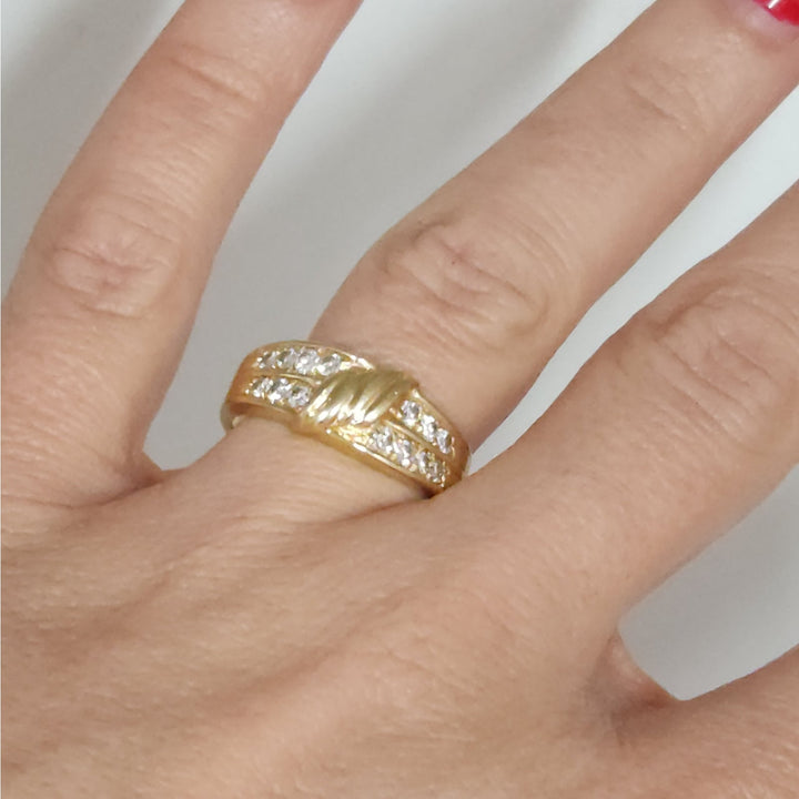 14k Yellow Gold Diamond Ring 0.5 CTW Cluster Knot Design