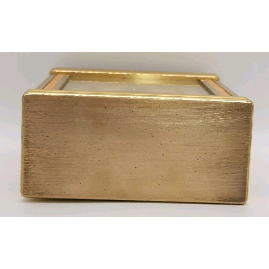 Vintage Tiffany & CO Large Rectangle Brass Desk Clock Quartz Roman Numerals