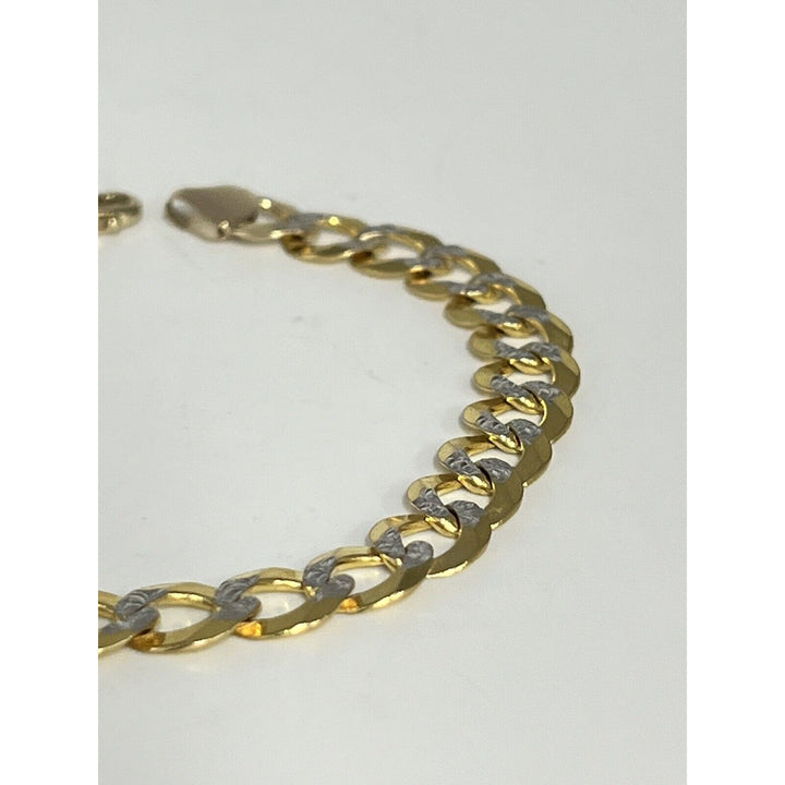 Beautiful 10k Two-Tone Gold Diamond Cut Cuban Link Bracelet 11.5g