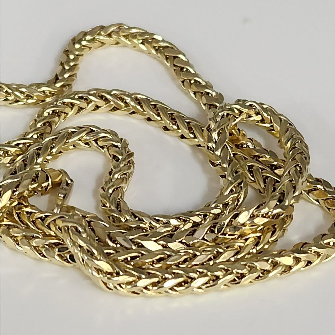 Genuine 10k Yellow Gold Wheat Link Necklace 24"