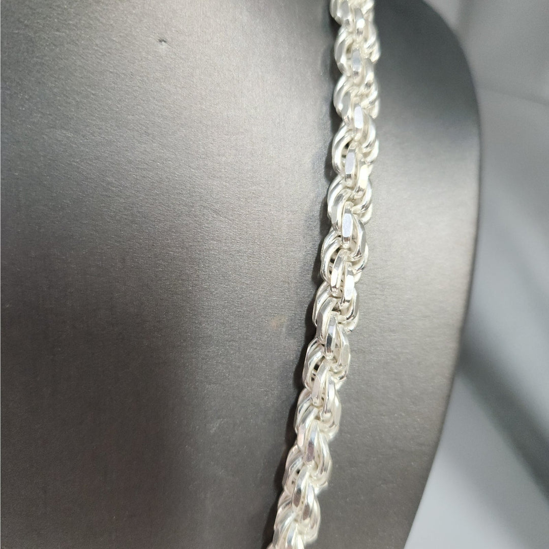 Heavy solid 925 Sterling Silver Byzantine Rope Chain Necklace 24" 7.4mm 100g