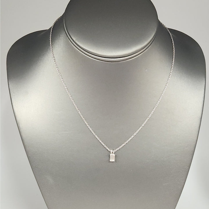 Platinum 0.77 CT Emerald-Cut Diamond Solitaire Pendant Necklace 16"