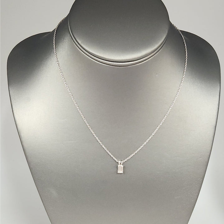 Platinum 0.77 CT Emerald-Cut Diamond Solitaire Pendant Necklace 16"