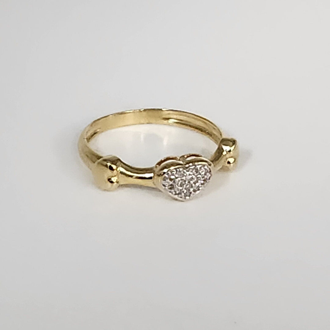 18k Yellow Gold Diamond Heart Ring Size 6.75