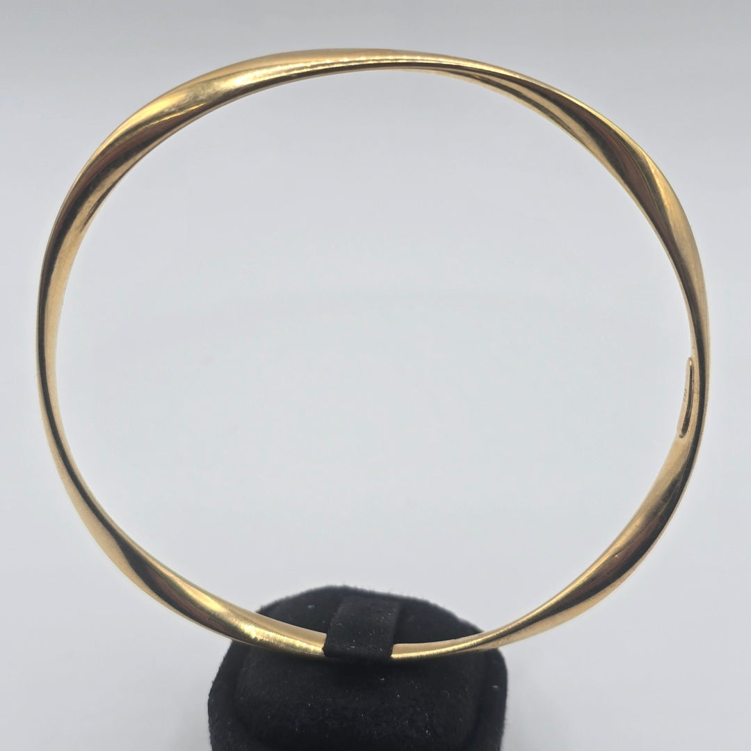925 Sterling Silver Gold Plated Wavy Bangle Bracelet 4.8g