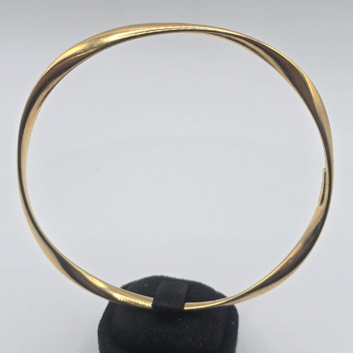 925 Sterling Silver Gold Plated Wavy Bangle Bracelet 4.8g