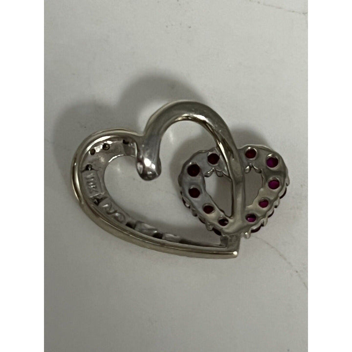 10k White Gold Diamond Heart Design Pendant