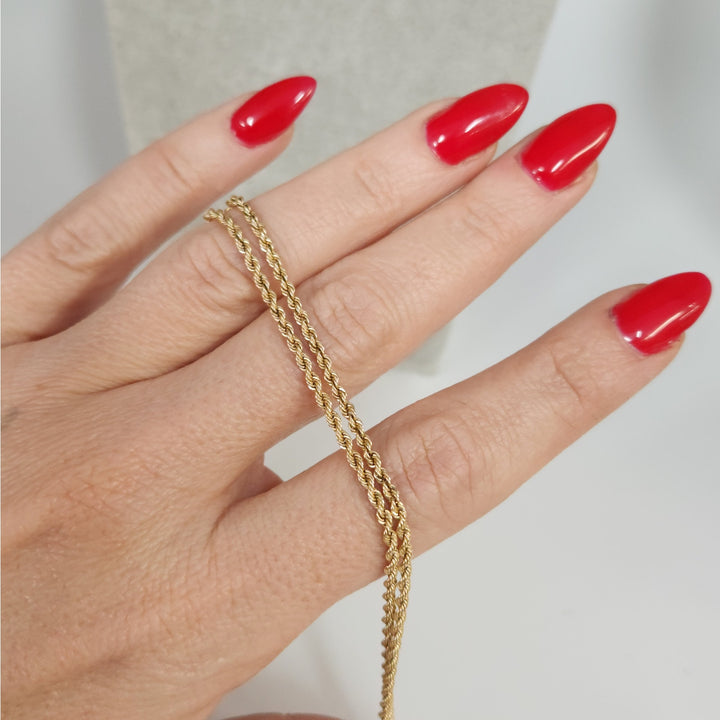 14k Yellow Gold Rope Chain Necklace 20-in Classic Twist Link, Secure Barrel Clasp
