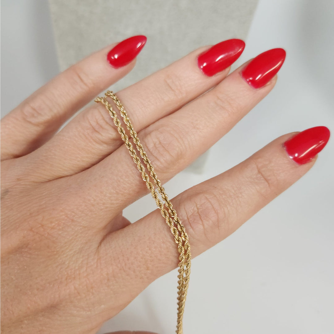 14k Yellow Gold Rope Chain Necklace 20-in Classic Twist Link, Secure Barrel Clasp