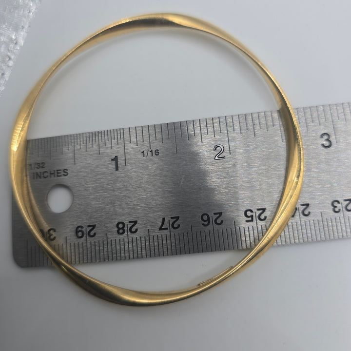 925 Sterling Silver Gold Plated Wavy Bangle Bracelet 4.8g