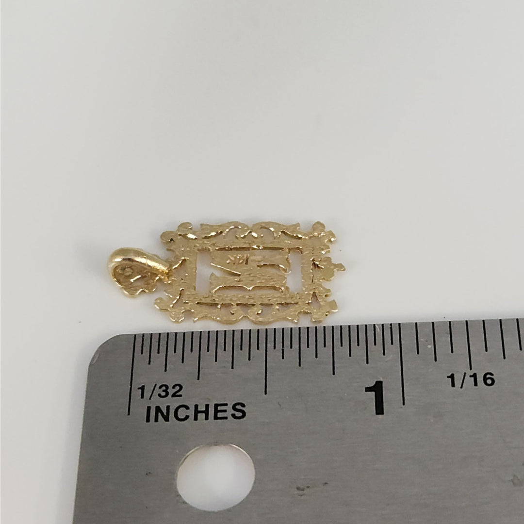 Vintage 14k Yellow Gold Ornate Initial Monogram Pendant