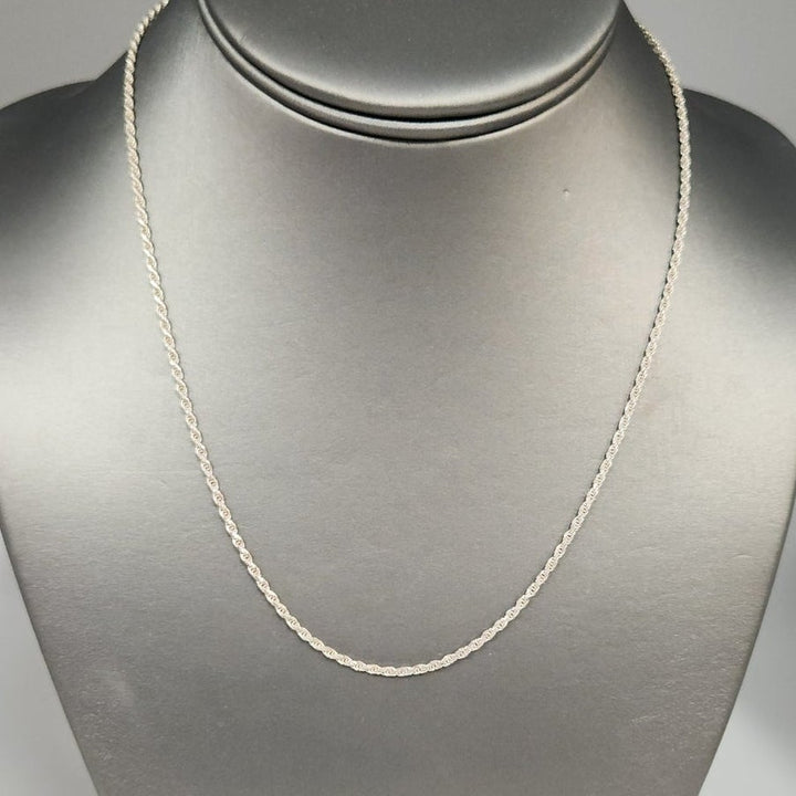 Simple 925 Sterling Silver  Rope Chain Necklace 18"