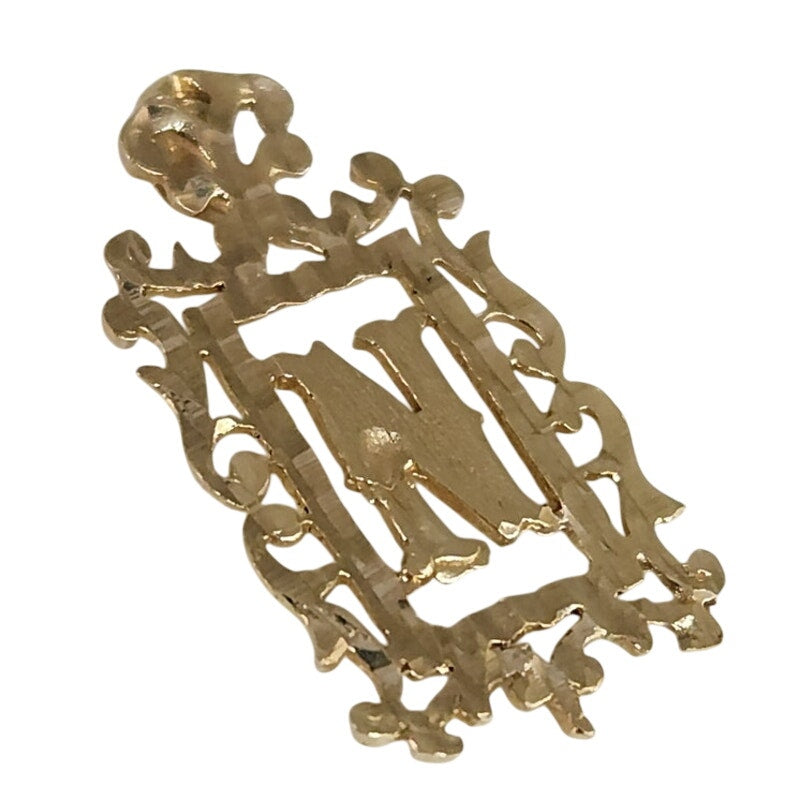 Vintage 14k Yellow Gold Ornate Initial Monogram Pendant