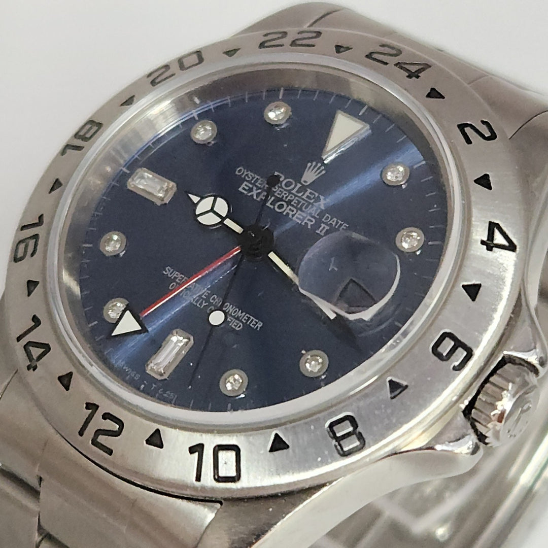 Stainless Steel Rolex Explorer II Watch, 40MM After Market Blue Dial Ref 16570