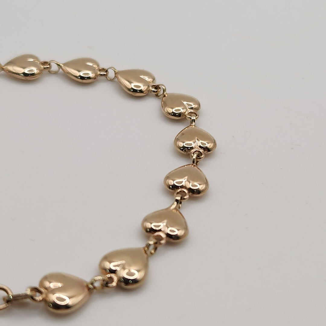 14k Yellow Gold Fashion Heart Bracelet 7.5"