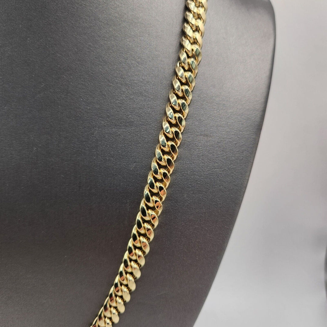 10k Yellow Gold Hollow Cuban Link Chain Necklace 22"