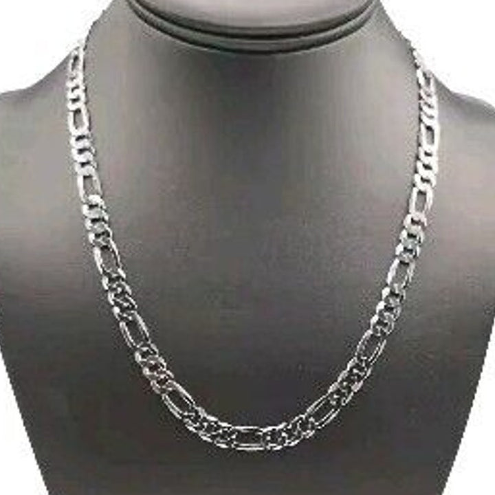 925 Sterling Silver Figaro's Chain Necklace 19"