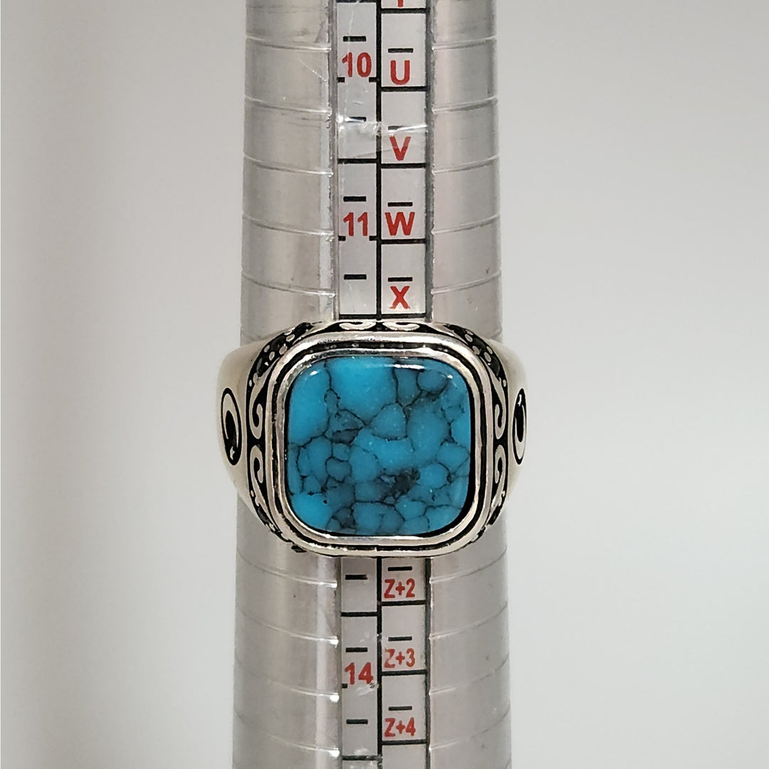 Vintage 925 sterling silver turquoise style men's ring