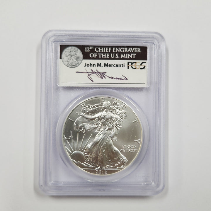 2012-W Proof Silver Eagle PCGS PR70 John Mercanti Singed